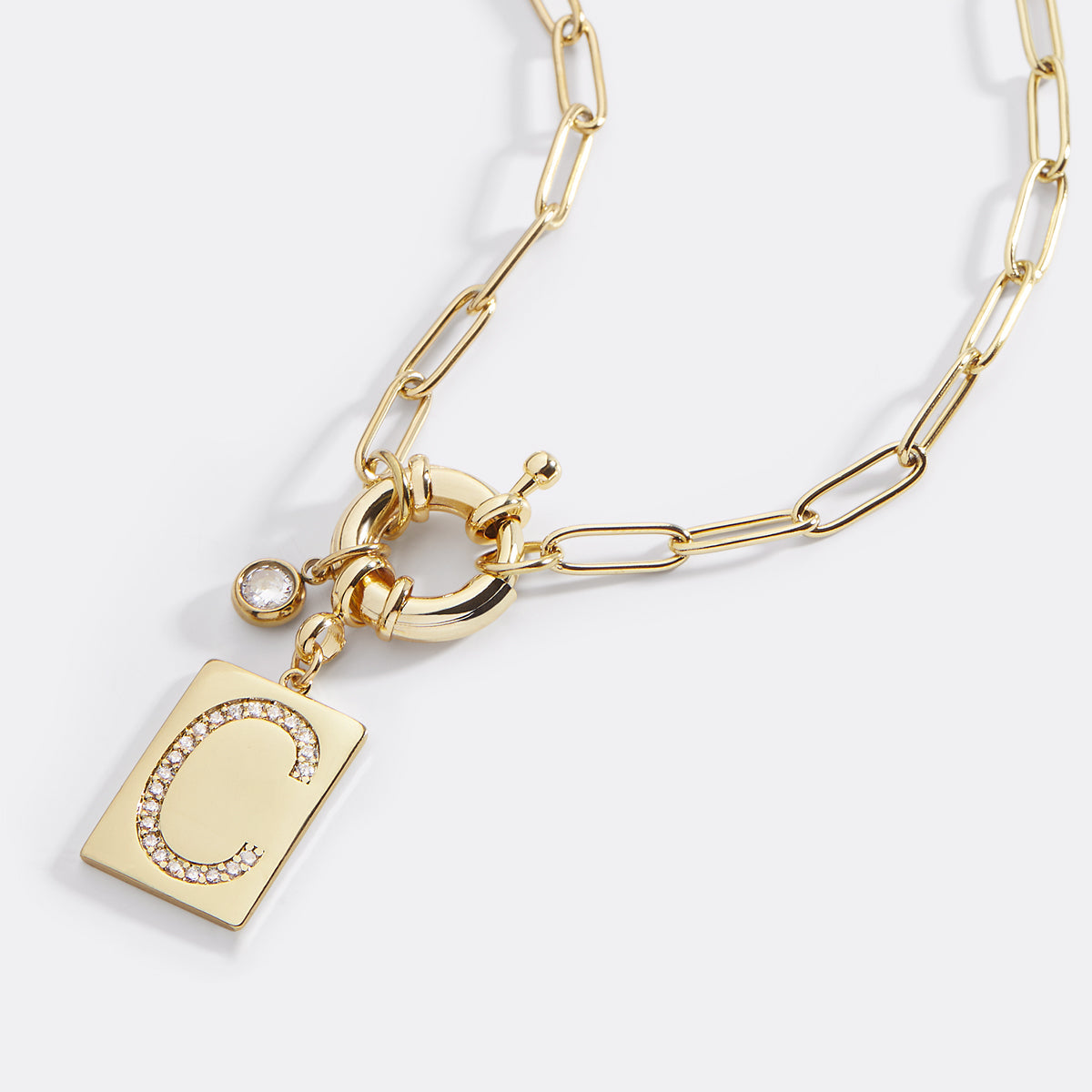 Pave Initial Pendant Necklace