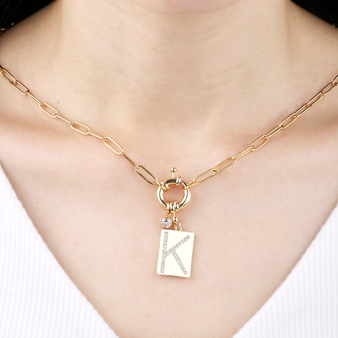 Pave Initial Pendant Necklace