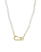 Pearl Lock Necklace in gold, style A product shot on white background