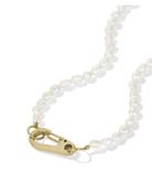Pearl Lock Necklace in gold, style B product shot on white background