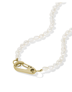 Pearl Lock Necklace in gold, style B product shot on white background