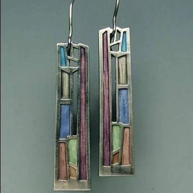 Vintage Earrings made of Multicolored Silver