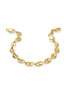 Gold puffed mariner link chain bracelet