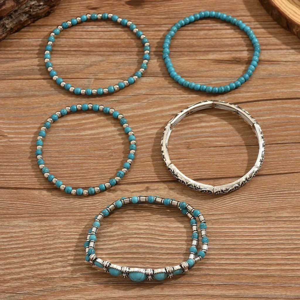 Bohemian Turquoise Beaded Bracelet Set