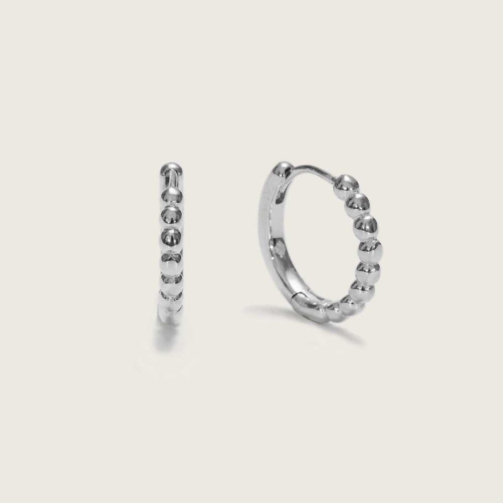 Silver Bobble Huggies, silver huggie earrings with bobble texture