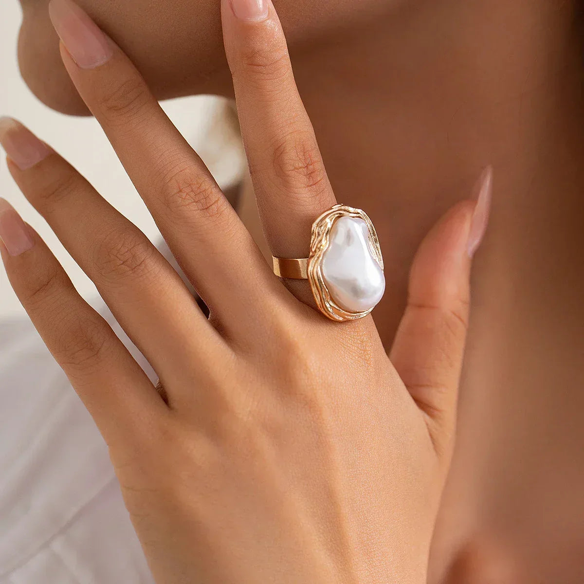 Chunky Baroque Pearl Cocktail Rings