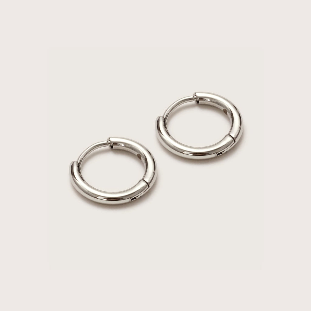 Silver Ultimate Mini Hoops 12mm close-up showing hoop detail
