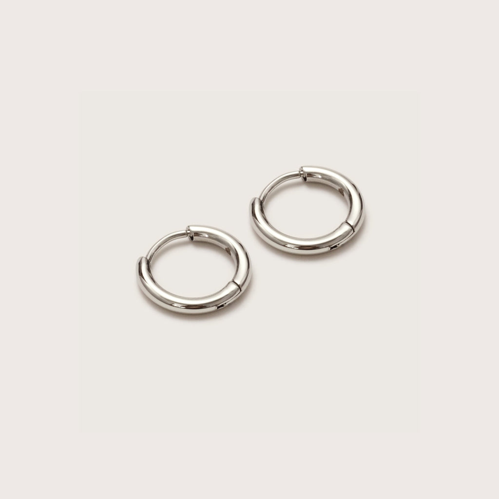 Silver Ultimate Huggies 8mm close-up showing smooth hoop detail