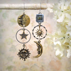 Earrings with Sun and Moon Pendant