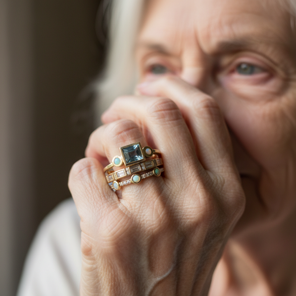 Celestine | Women Blue Crystal Vintage Ring Set
