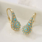 Valenne Turquoise Cluster Gold Earrings