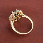 Vionne | Women Sapphire Blue Stone Gold Tone Ring