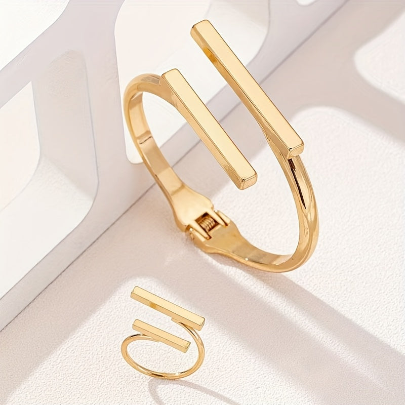 Hermione | Women Geometric Adjustable Ring and Bracelet Set