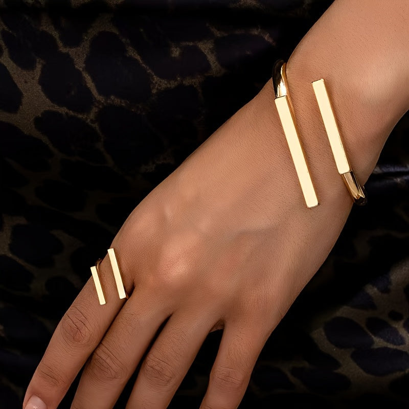 Hermione | Women Geometric Adjustable Ring and Bracelet Set