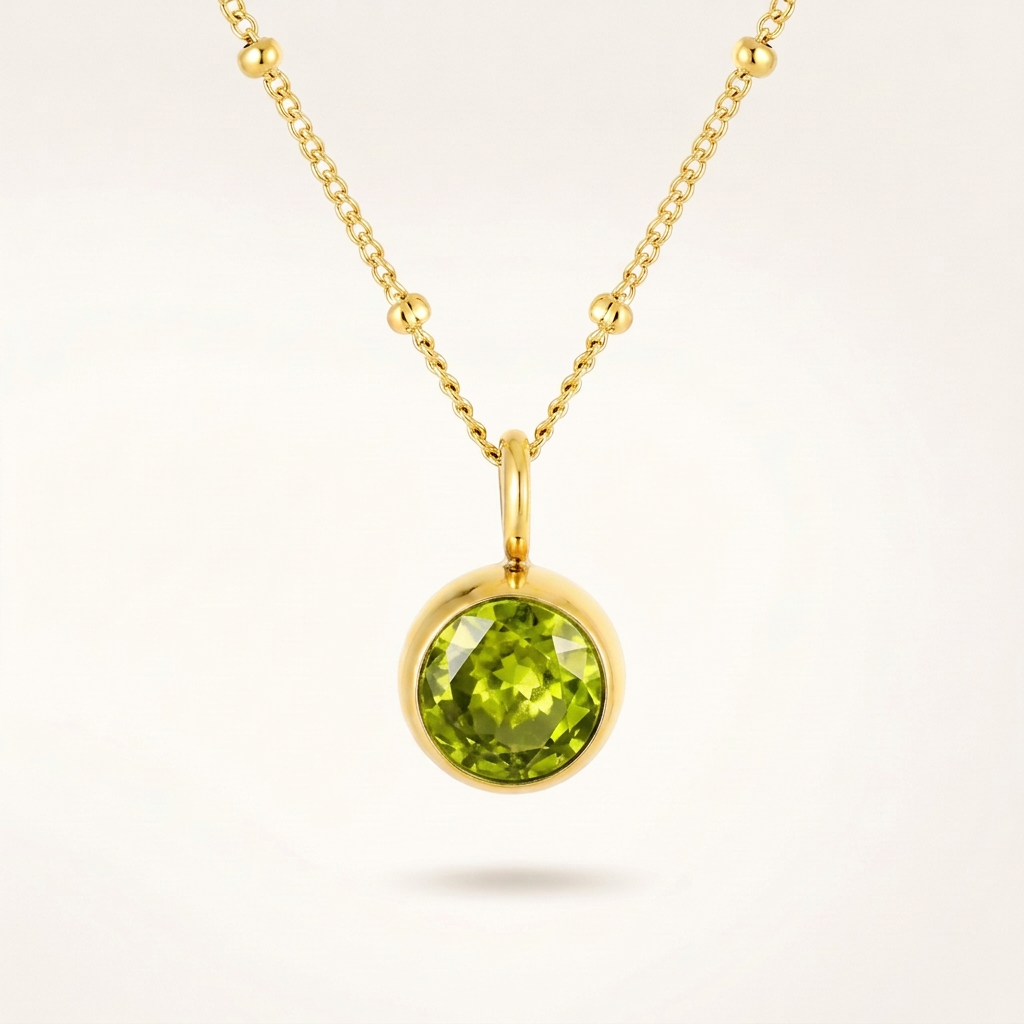 Birthstone Necklace, August | Peridot, Gold