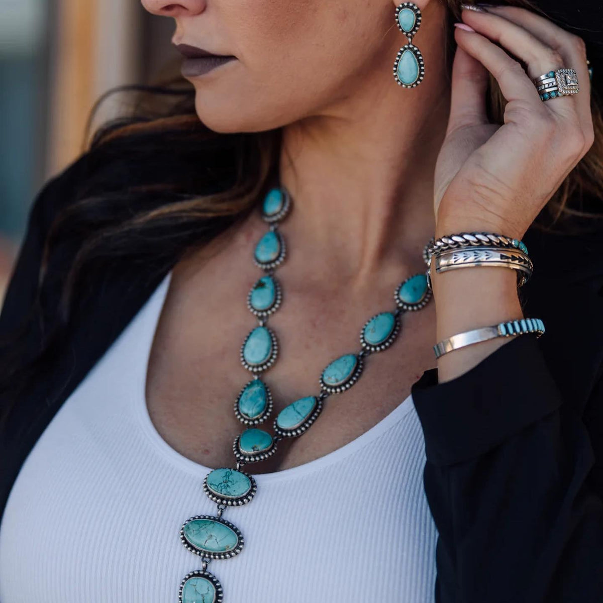Odette | Women Turquoise Statement Necklace and Earrings Set