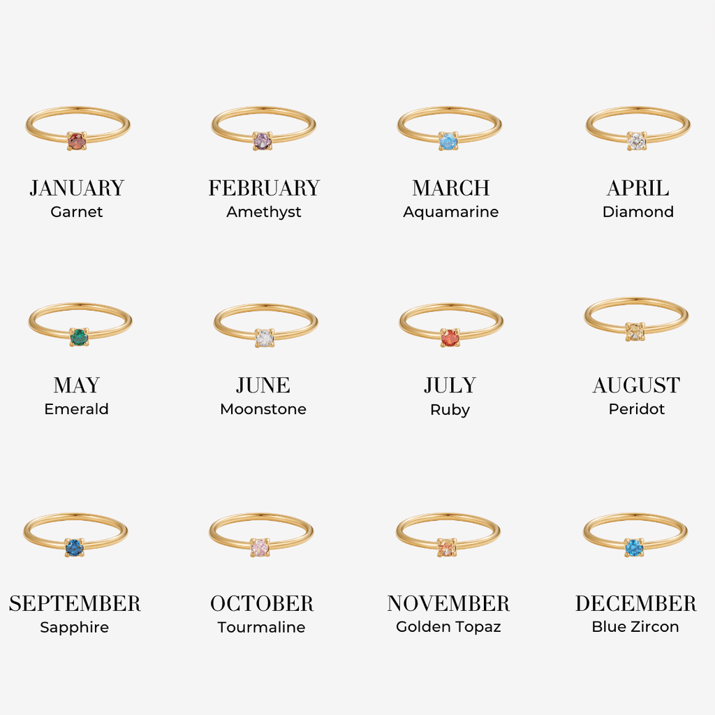 Birthstone 18K Gold Rings - Beautiful Earth Boutique