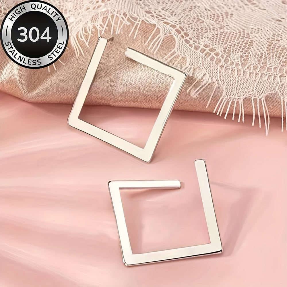 Tamsin | Women Minimalist Gold Plated Steel Square Drop Earrings