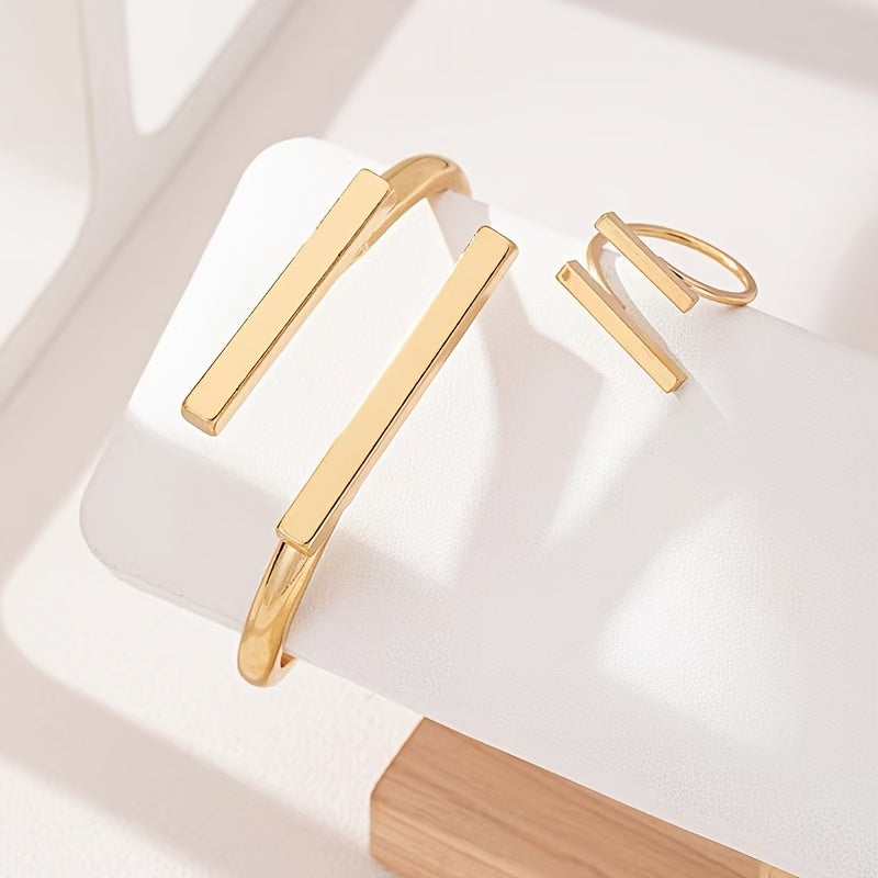 Hermione | Women Geometric Adjustable Ring and Bracelet Set