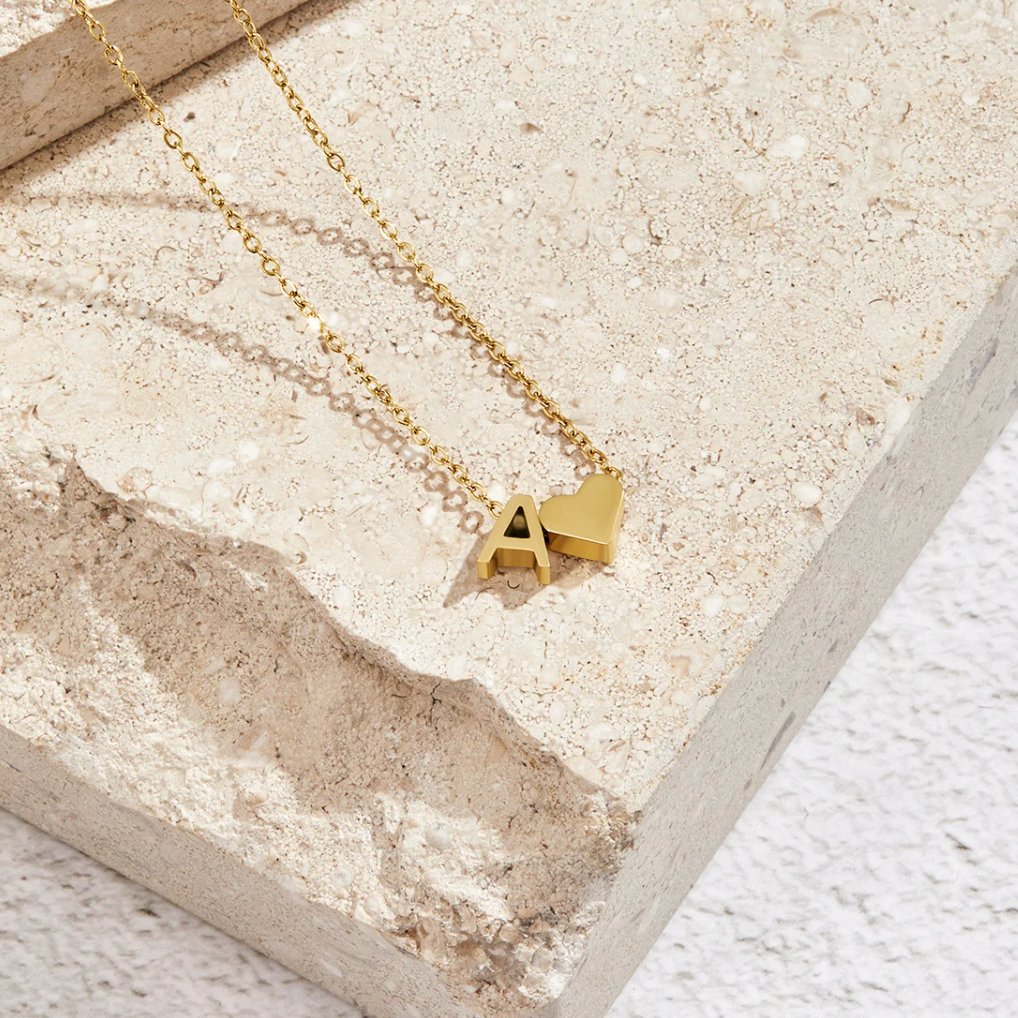 Forever Love & Letter Gold Necklace - Beautiful Earth Boutique