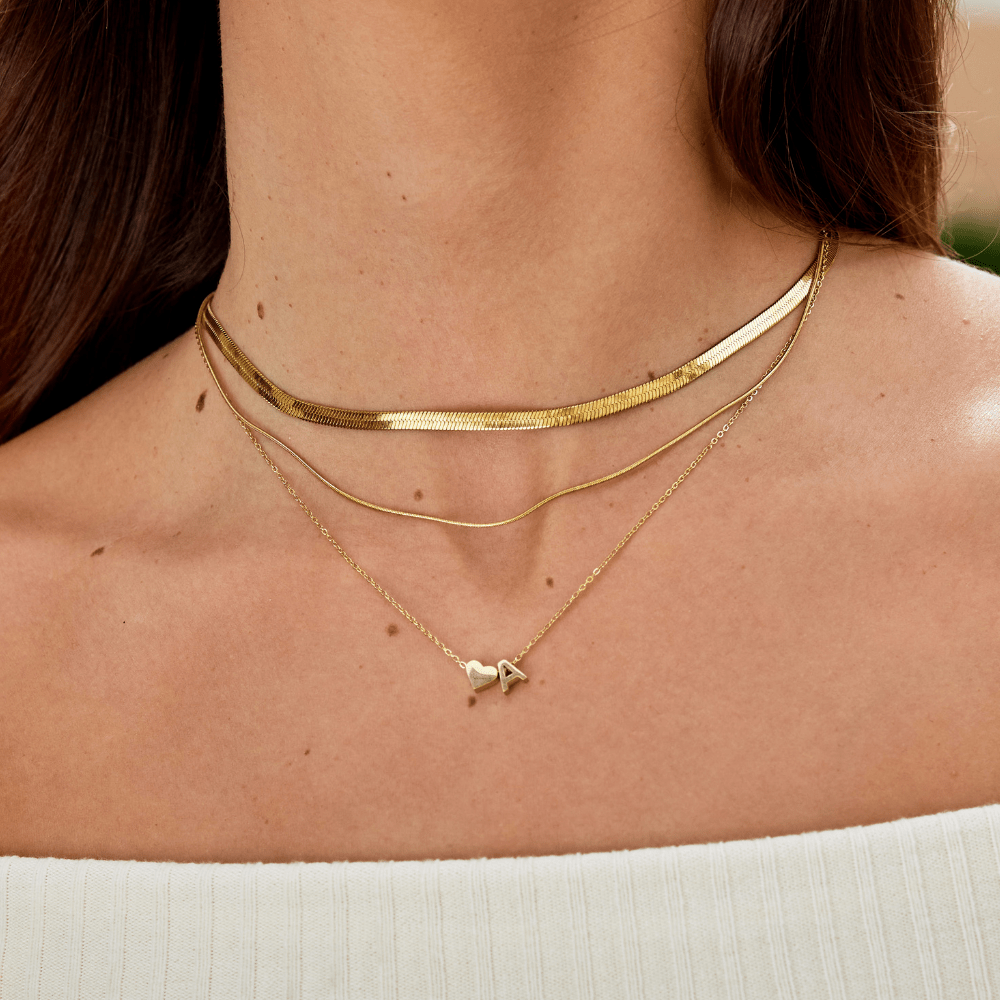 Forever Love & Letter Gold Necklace - Beautiful Earth Boutique