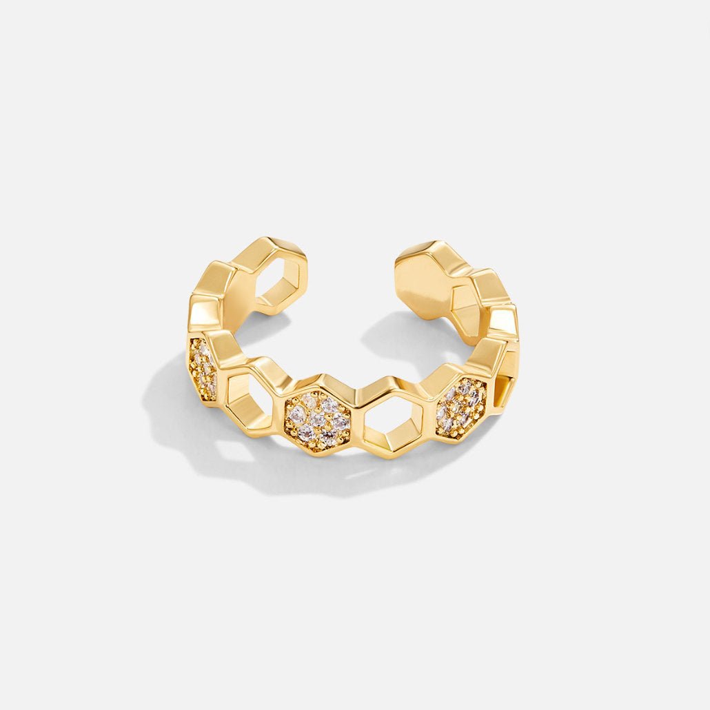 Gold & Crystal Honeycomb Ring - Beautiful Earth Boutique