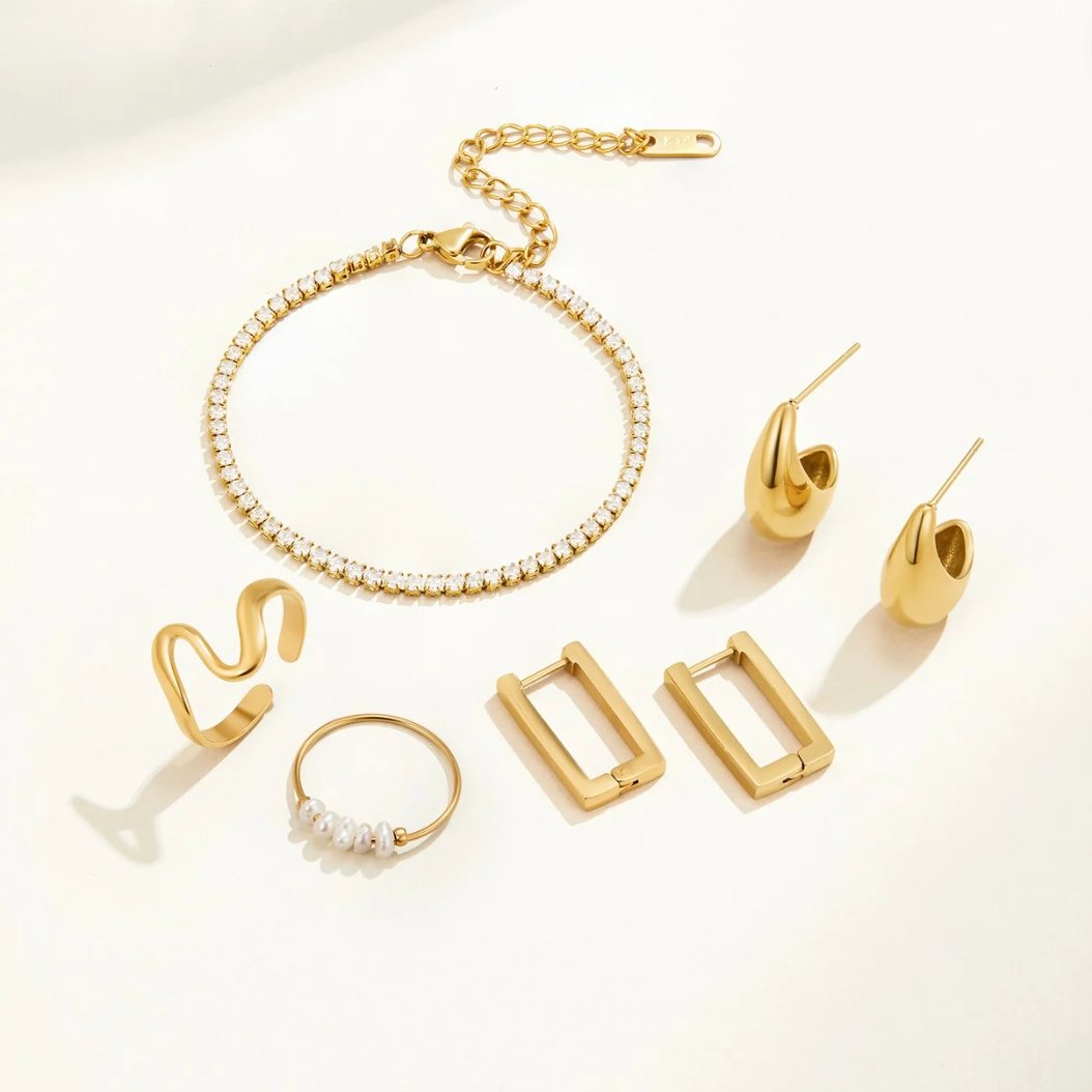 Gold Rectangle Hoop Earrings - Beautiful Earth Boutique