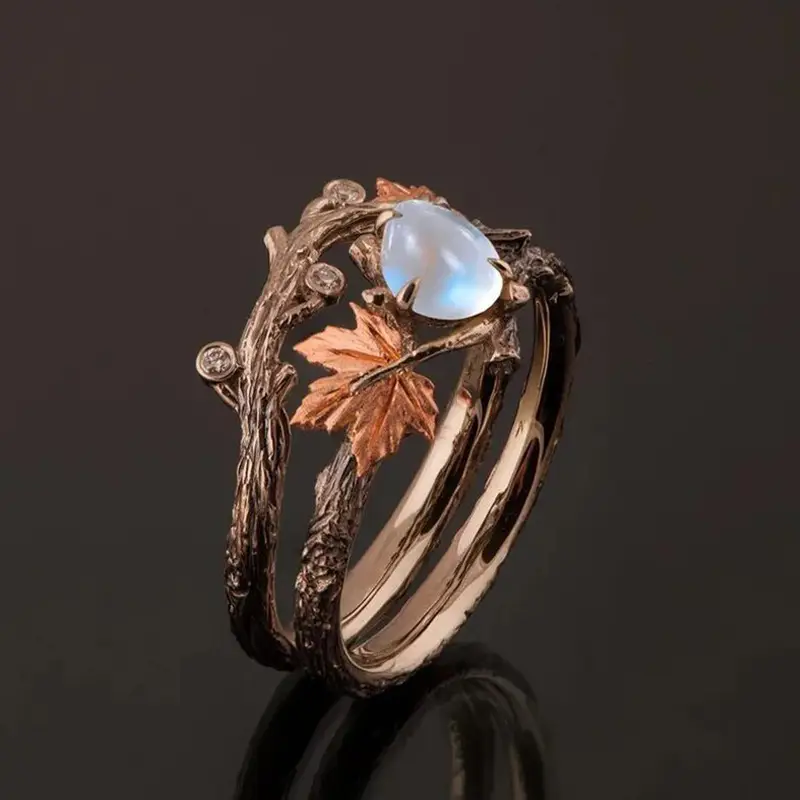 Juniper | Women Moonstone Style Botanical Ring