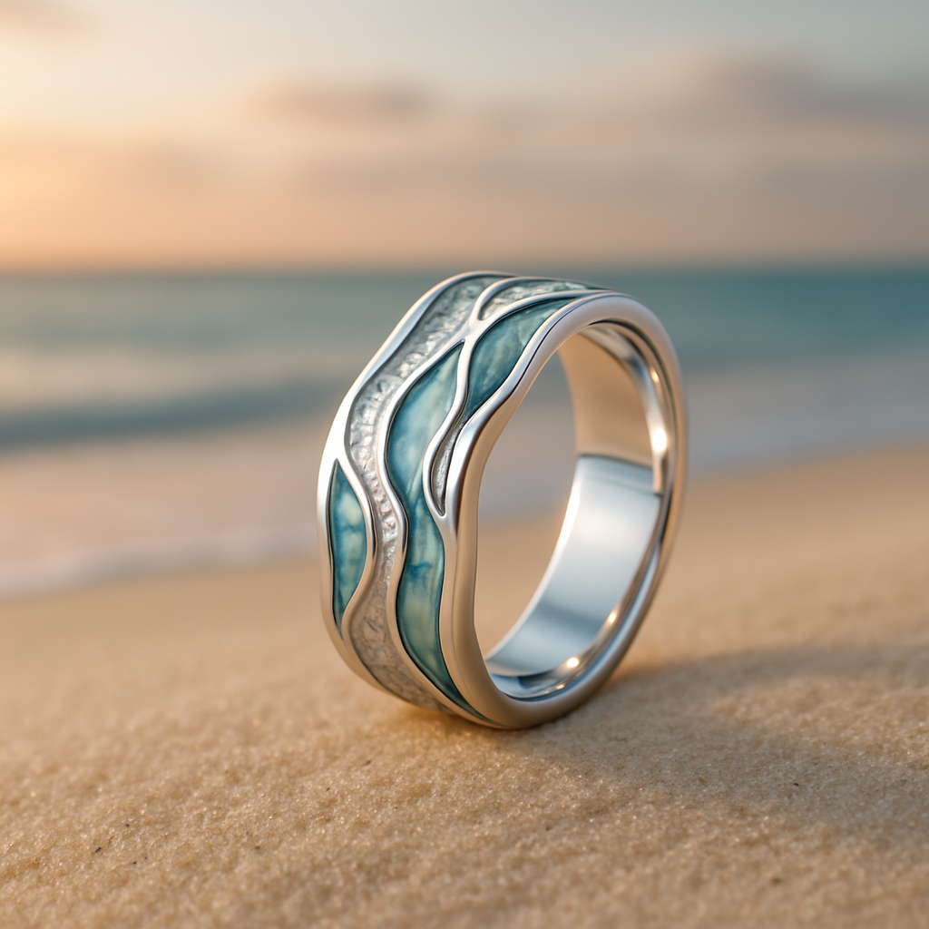 Marlowe | Women Turquoise Wave Silver Tone Ring