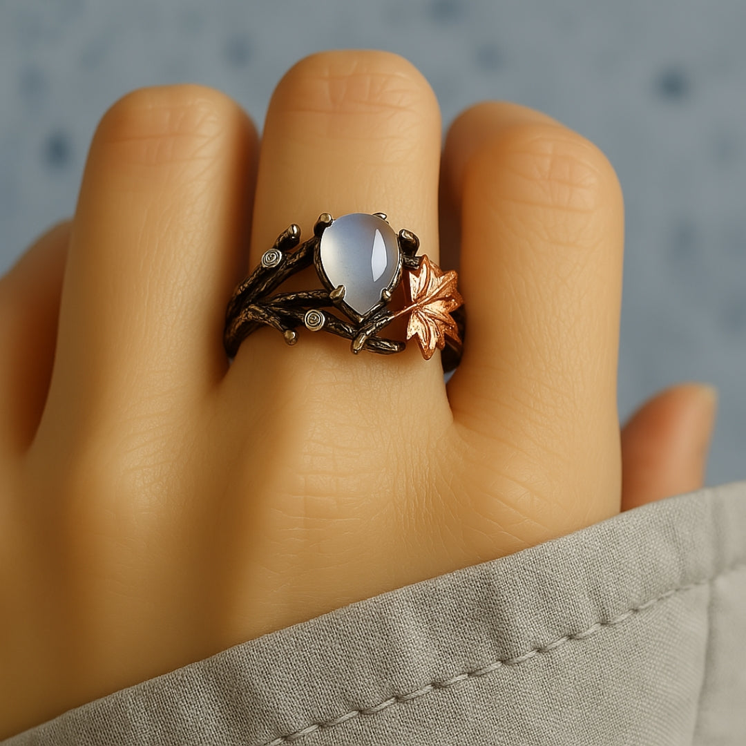 Juniper | Women Moonstone Style Botanical Ring
