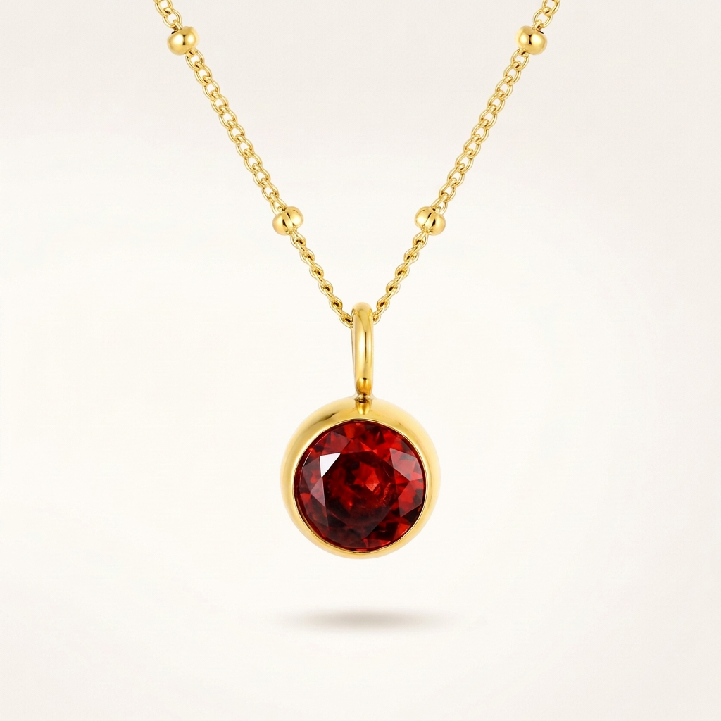 Birthstone Necklace, July | Ruby, Gold