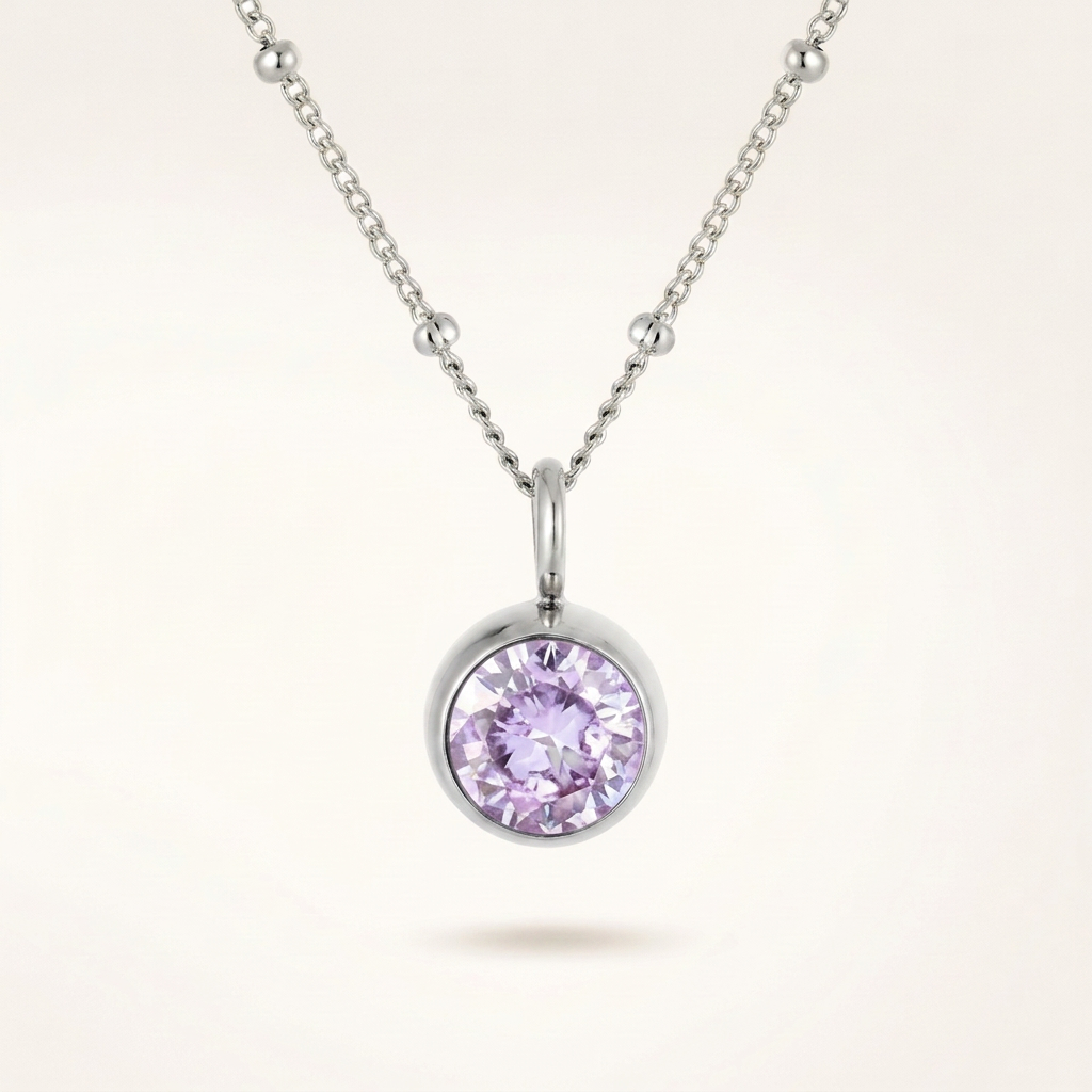 Birthstone Necklace, June | Alexandrite, Silver