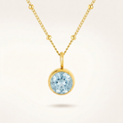 Birthstone Necklace, March | Aquamarine, Gold