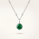 Birthstone Necklace, May | Emerald, Silver