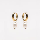 Hammered Pearl Hoop Earrings