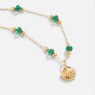 Nerissa Gold Shell & Green Bead Necklace - Beautiful Earth Boutique