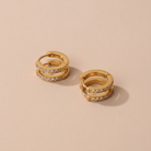 Pave Huggie Hoop Earrings, Gold Color