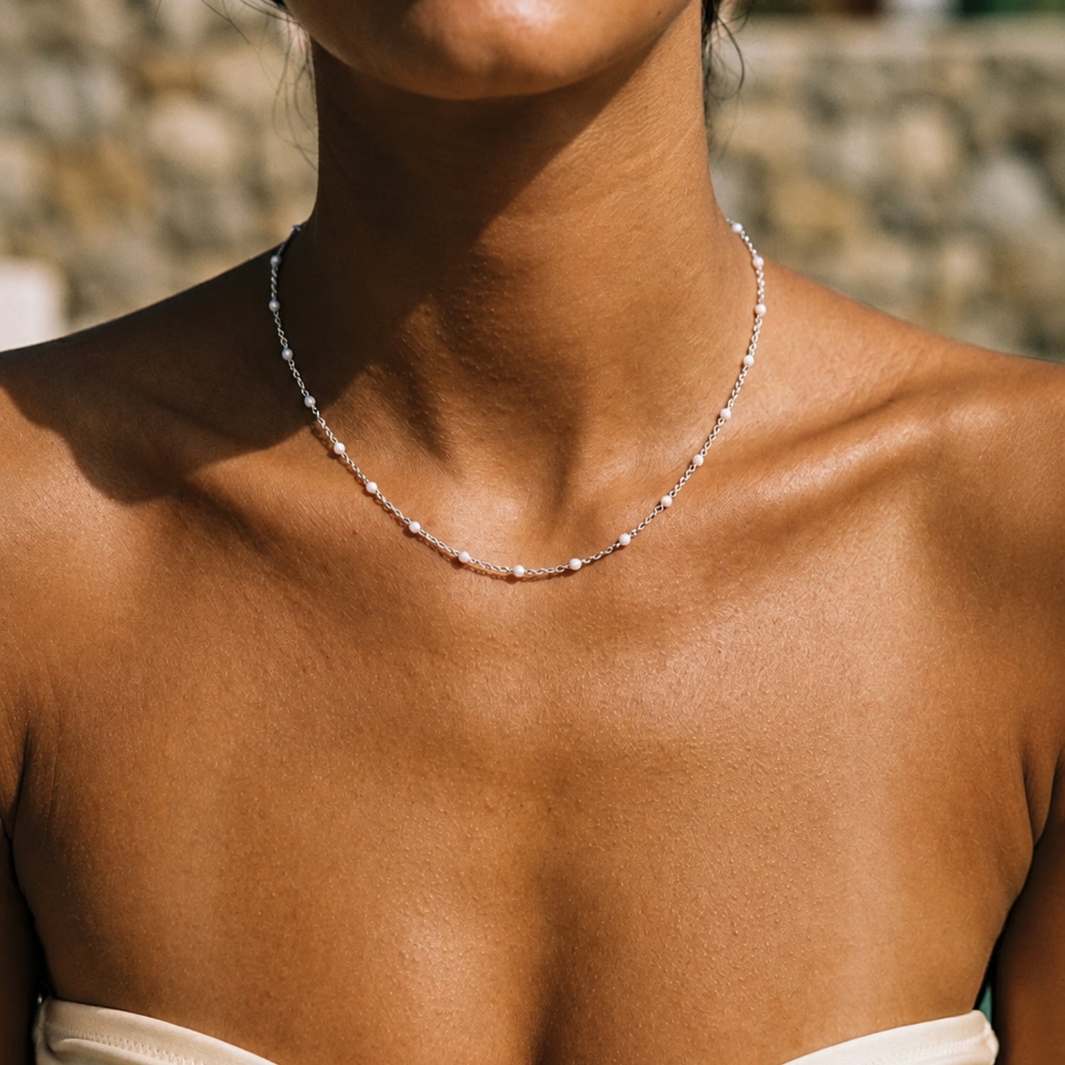 White Beaded Choker
