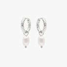 Hammered Pearl Hoop Earrings