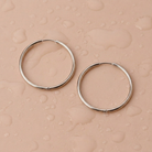 Thin Hoop Earrings, Large / Silver Color