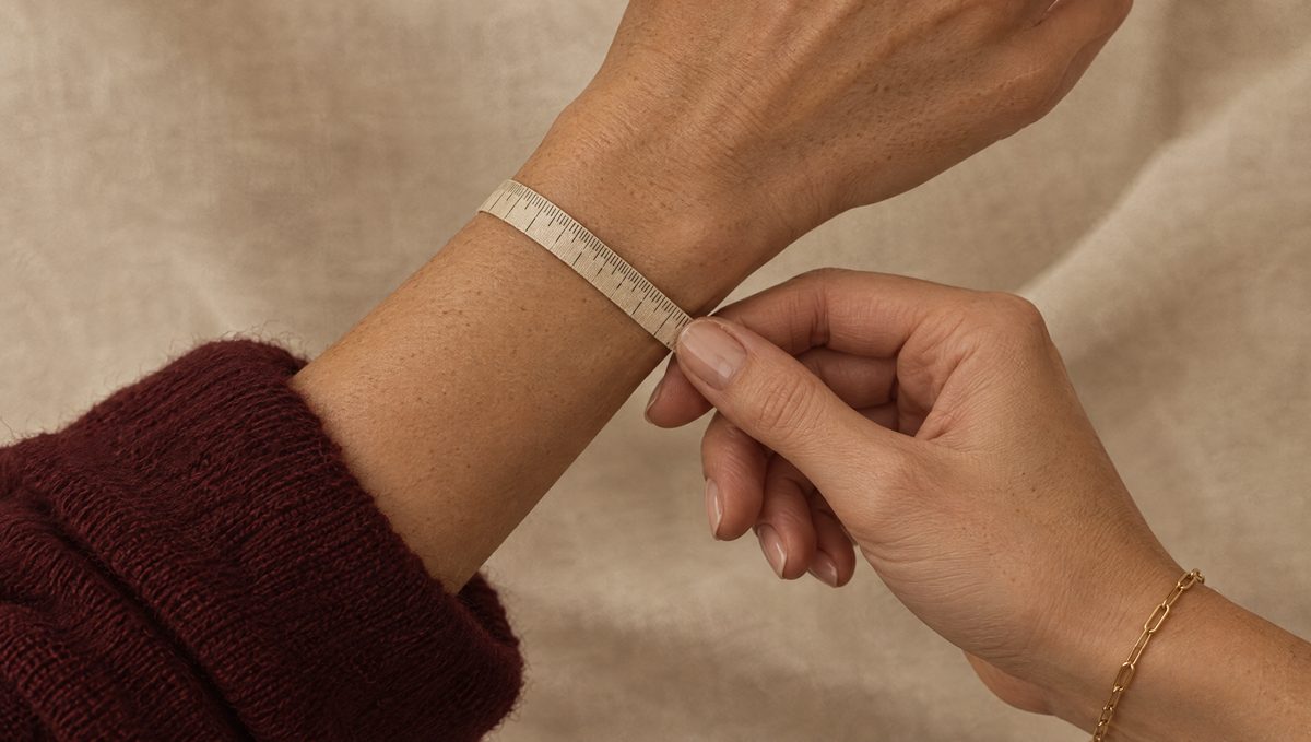 Measuring the wrist with a soft tape measure