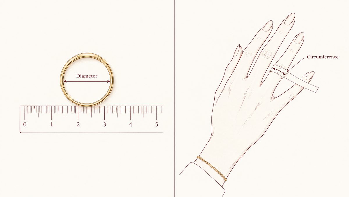 How to measure ring diameter and finger circumference